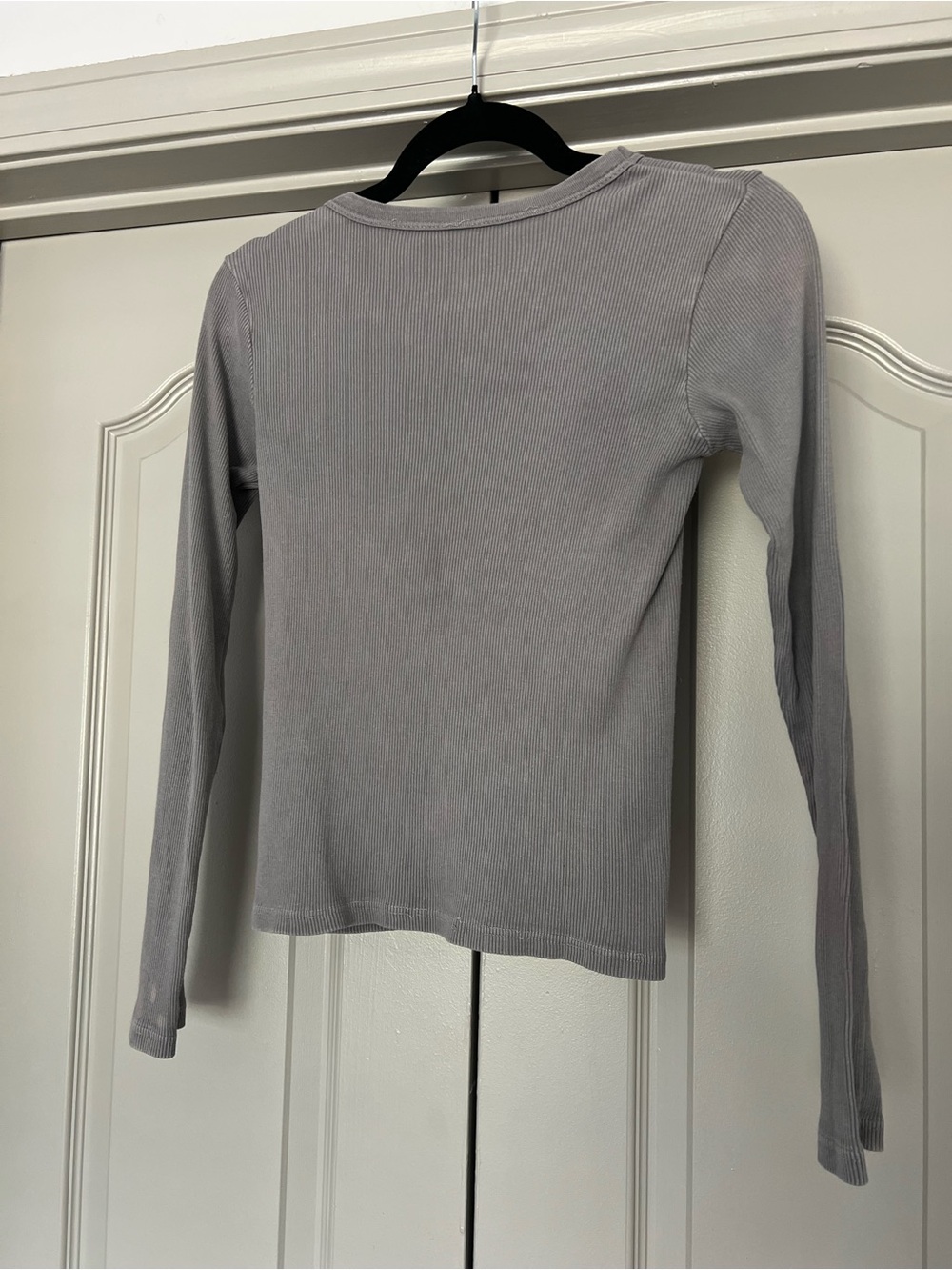 Y2K Fairy Grunge Grey Ribbed Long Sleeve Top Butterfly Angel Graphic Small - Picture 5 of 6